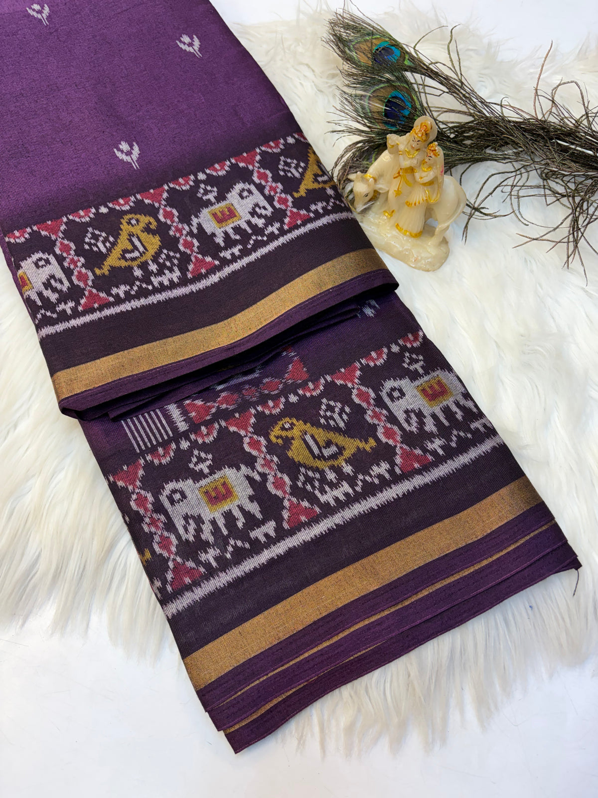 Black berry cotton saree with blouse (KCFB01)