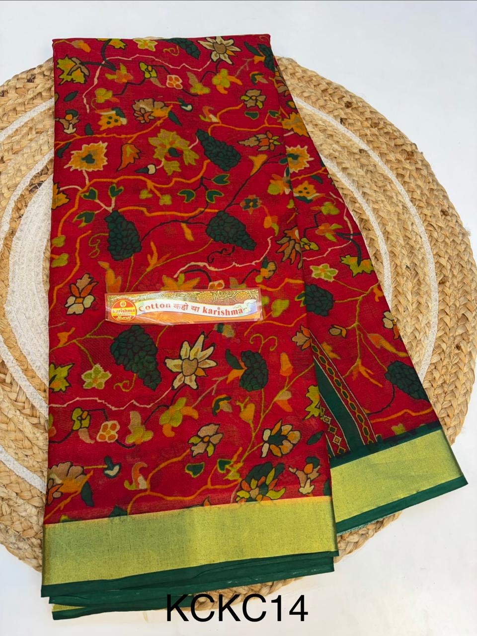 Karishma Cotton Saree with Blouse and Gorgeous look.(KCKC14)