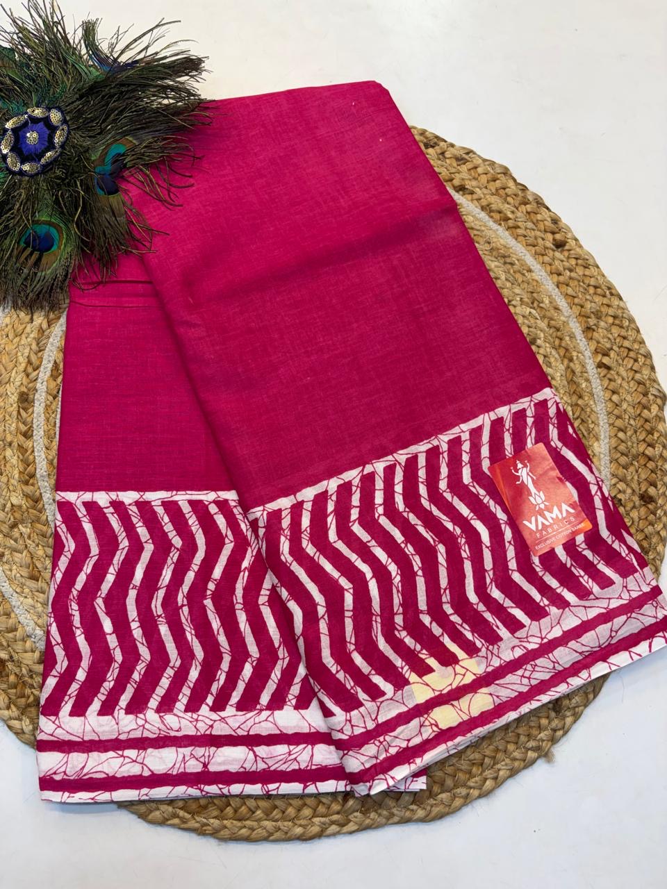 Bagru Cotton Saree with 1M Separate Blouse.(KCBCS0026)