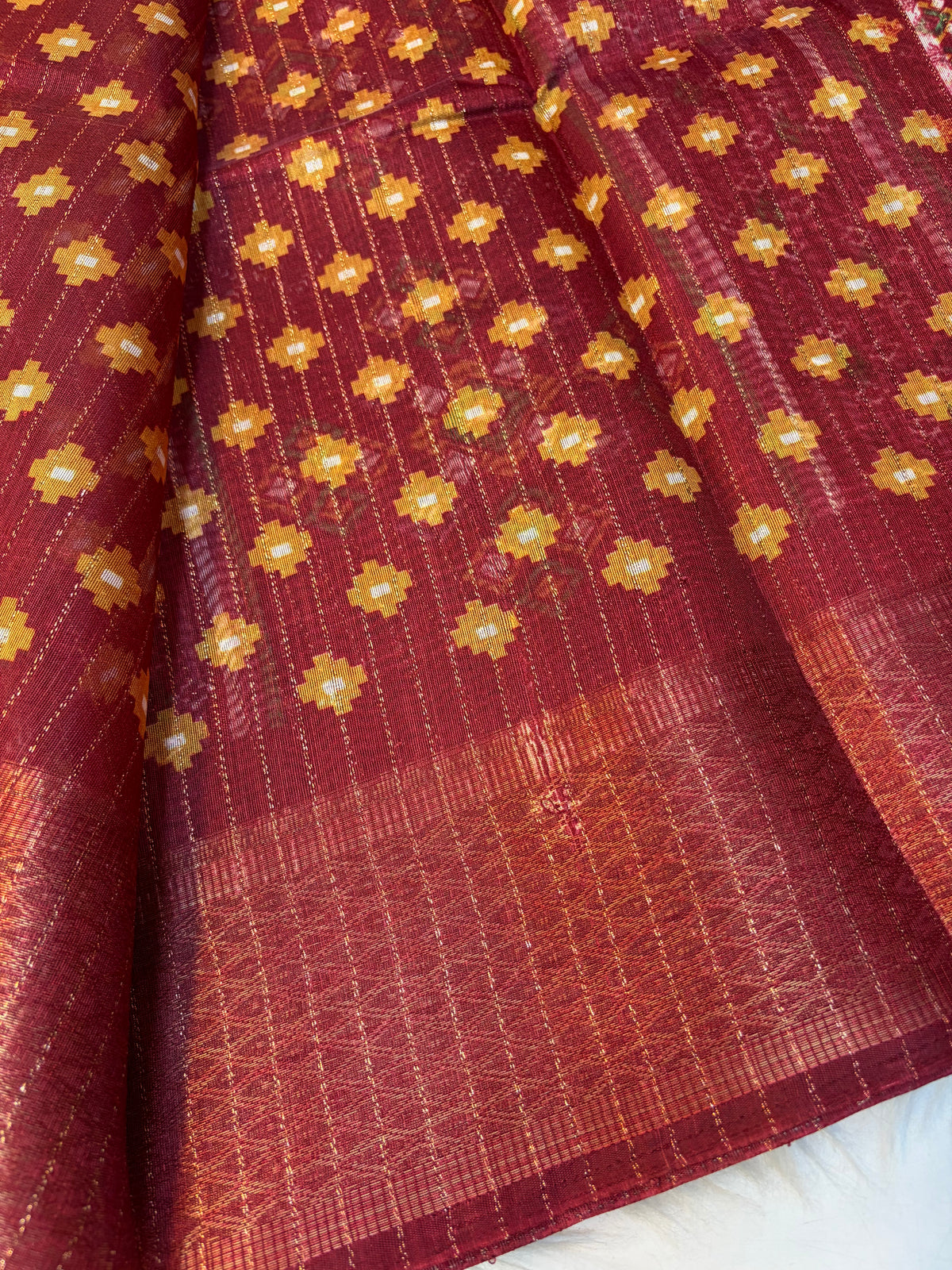 Fancy cotton blend saree with blouse and budget-friendly pricing (KCJC09)