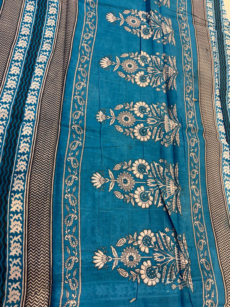 Bagru Cotton Saree with 1M Separate Blouse.(KCBCS0022)